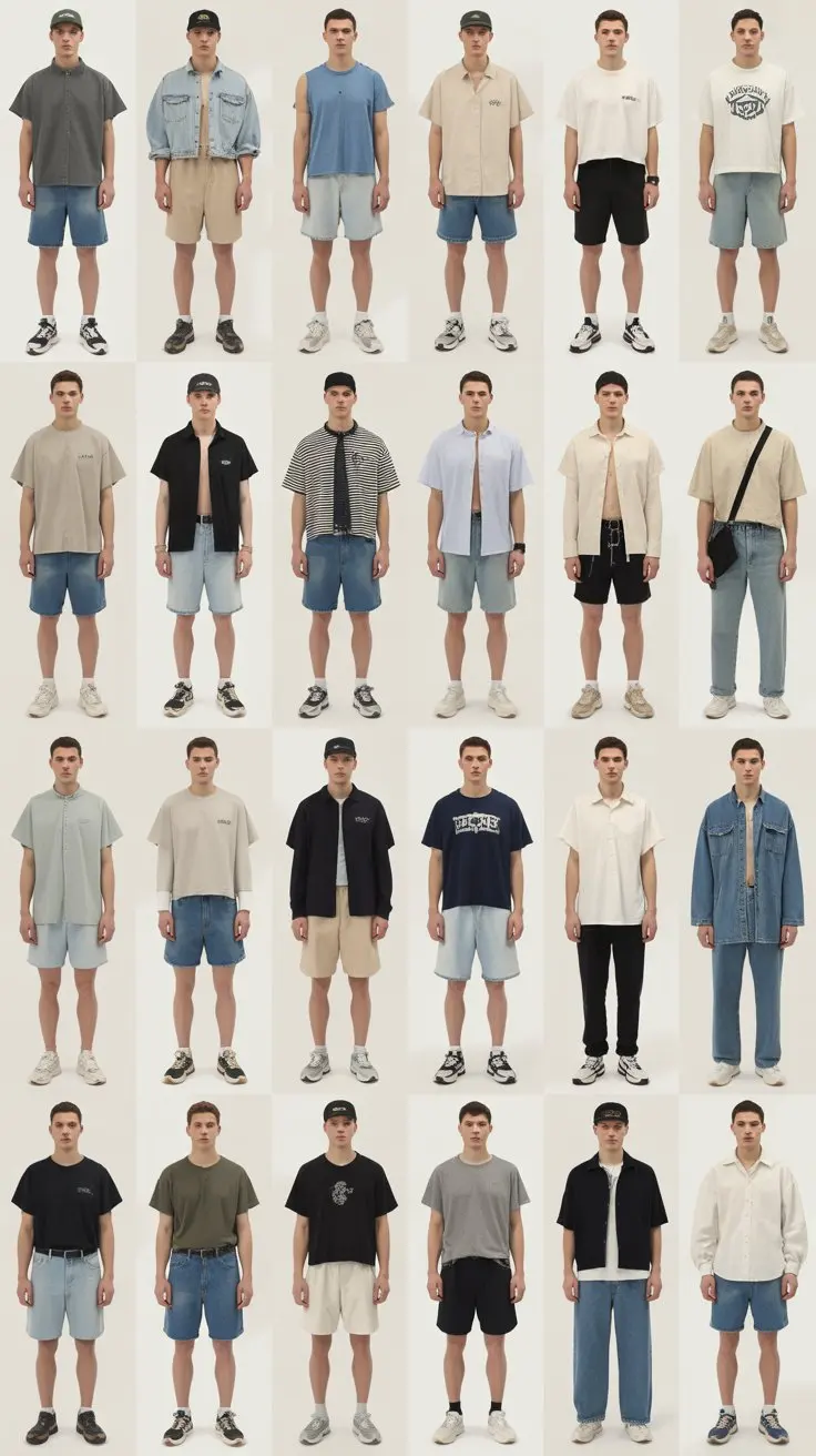 24 Men's Streetwear Outfits Featuring Trendy Jorts And Sneakers