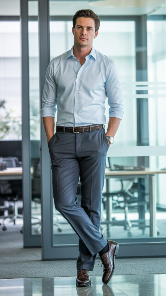 Button-Down Shirt with Dress Trousers