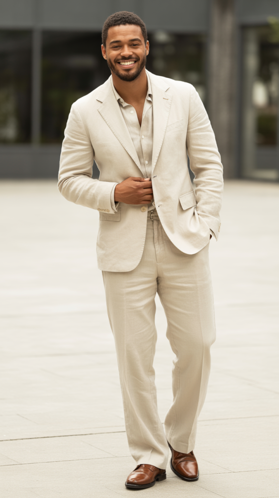 Cream Linen Suit