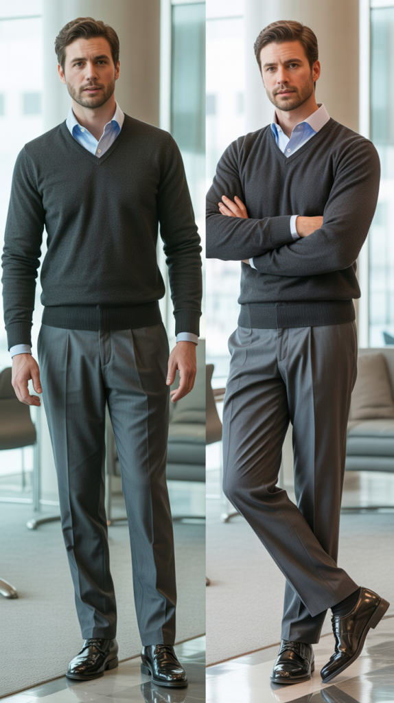 Sweater and Dress Shirt Layering