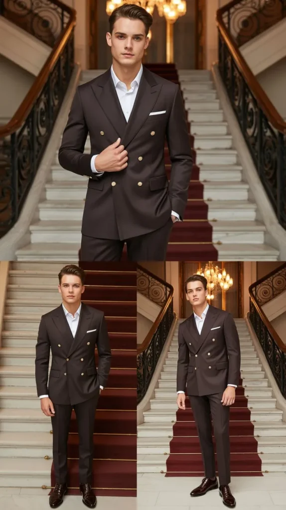 Dark Brown Double-Breasted Suit