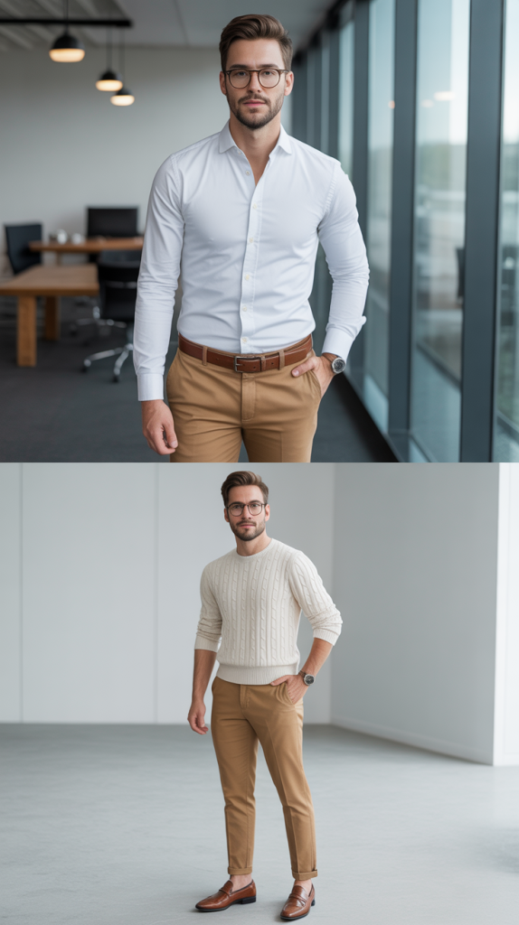 The Khaki and White Classic Combination
