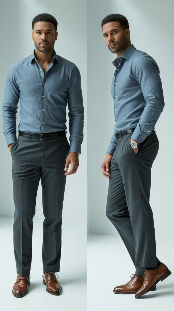 Chambray Shirt with Dress Pants