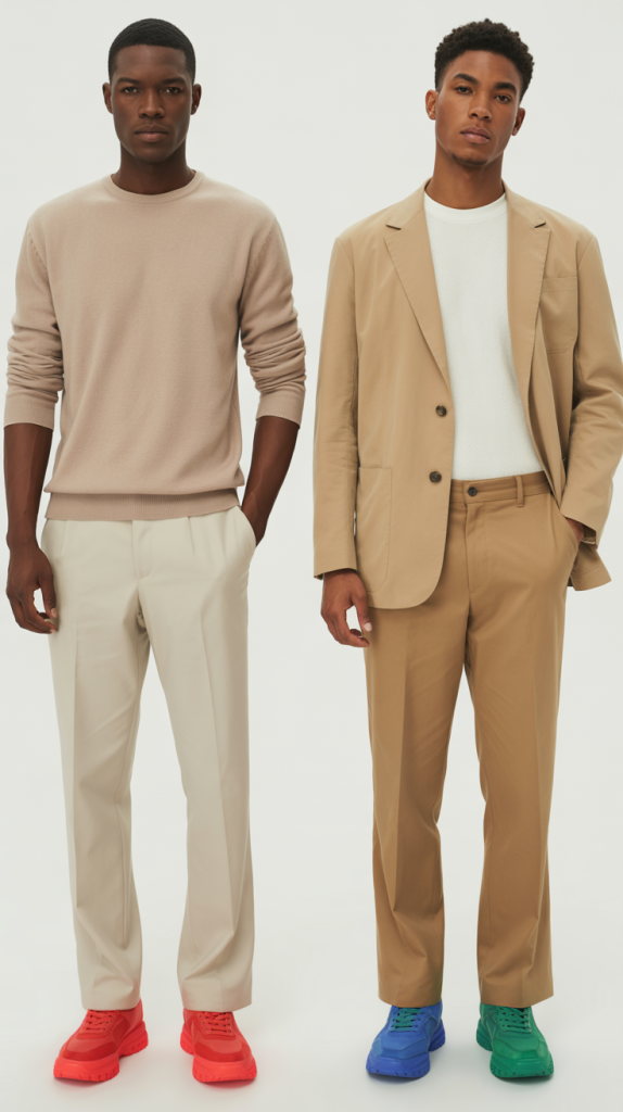 Neutral Tones With Pop Of Color Sneakers