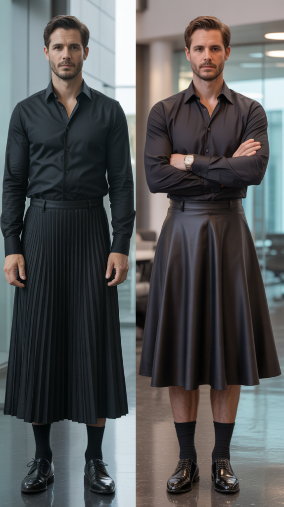 Midi Skirt with Tucked Blouse