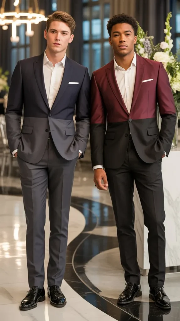Two-Tone Color Block Suit