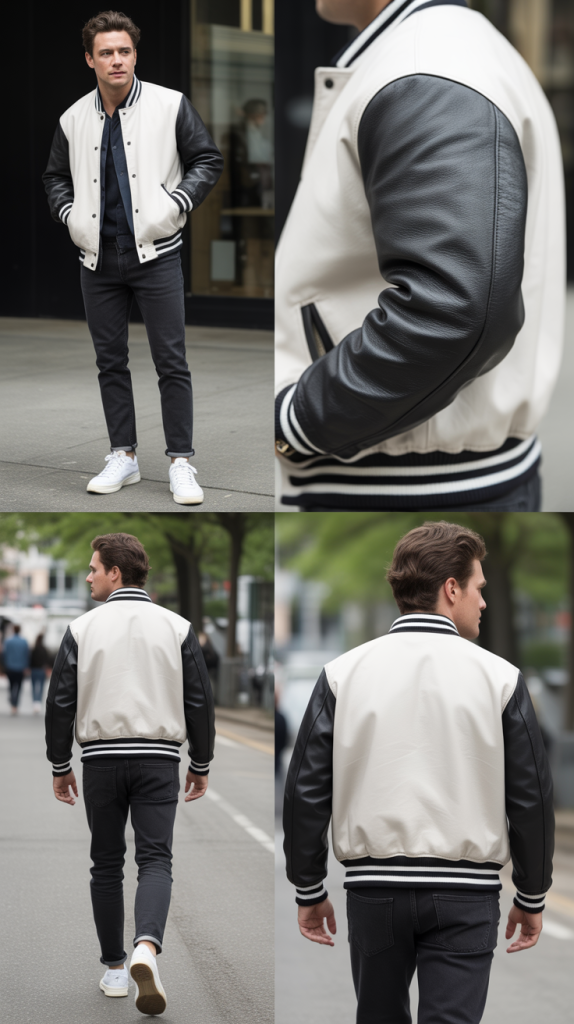 Varsity Jacket and White Sneakers
