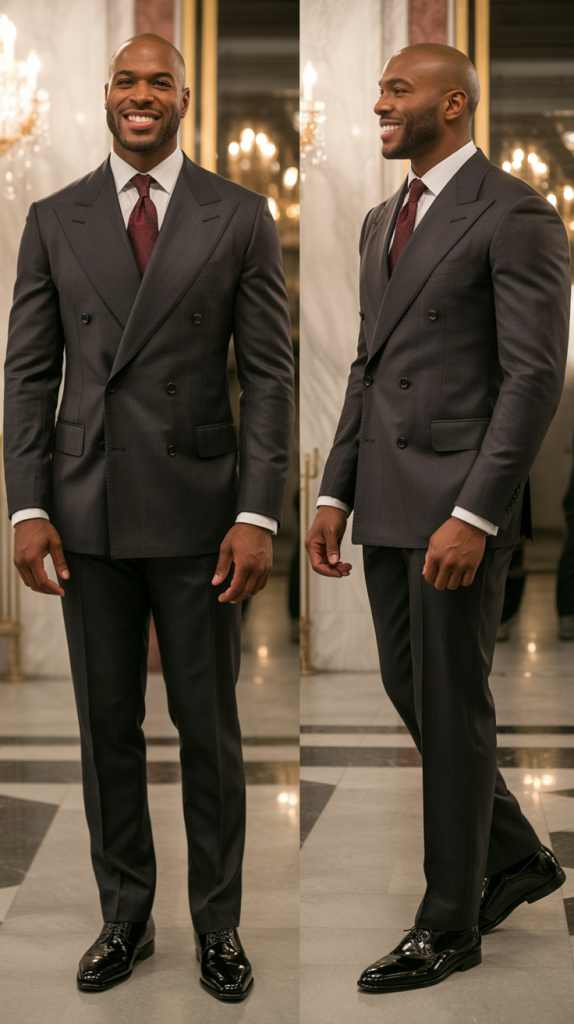 Double-Breasted Suit in Charcoal