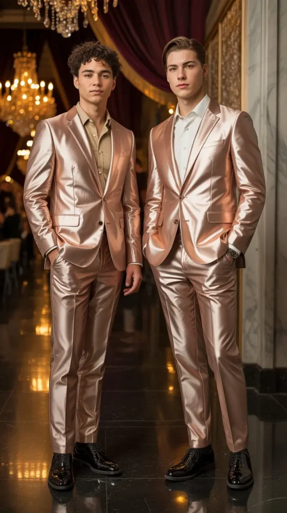 Rose Gold Suit for a Metallic Glamour Look