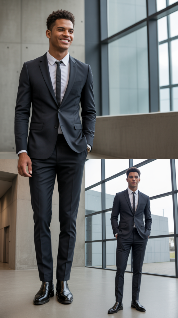 Slim-Fit Modern Black Suit