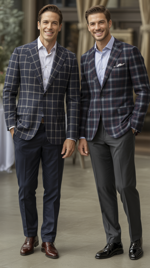 Patterned Blazer with Solid Pants