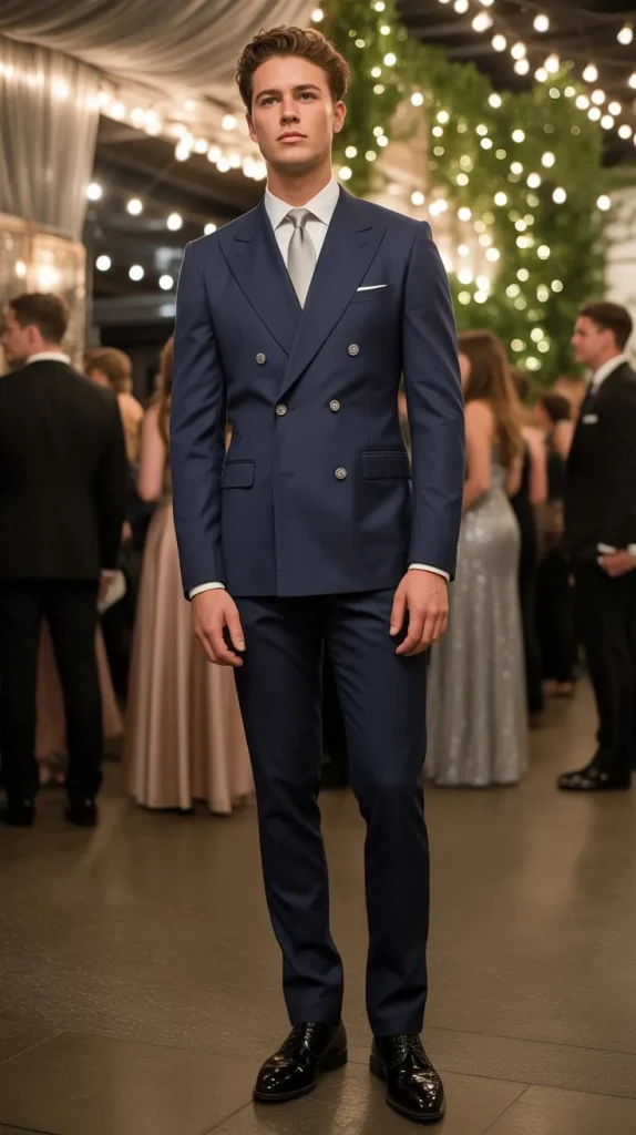 Navy Blue Double-Breasted Suit