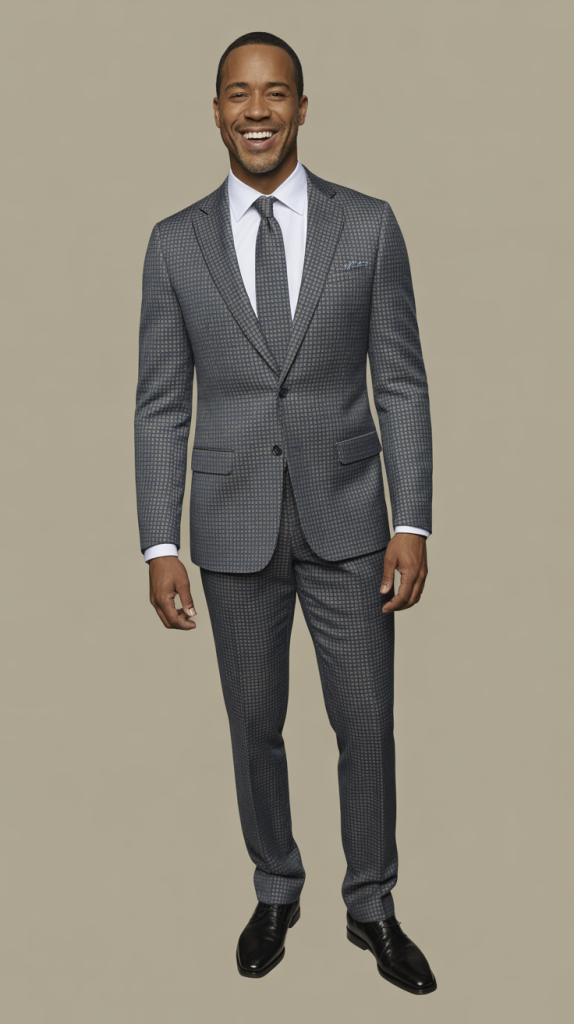 Patterned Suit With Solid Shirt