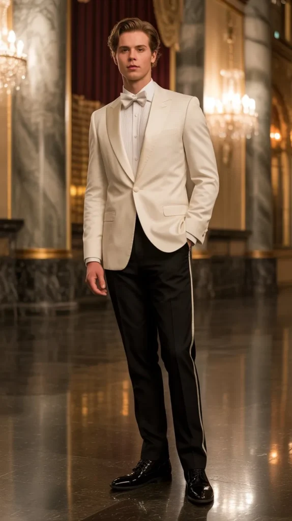  Ivory Dinner Jacket with Black Trousers
