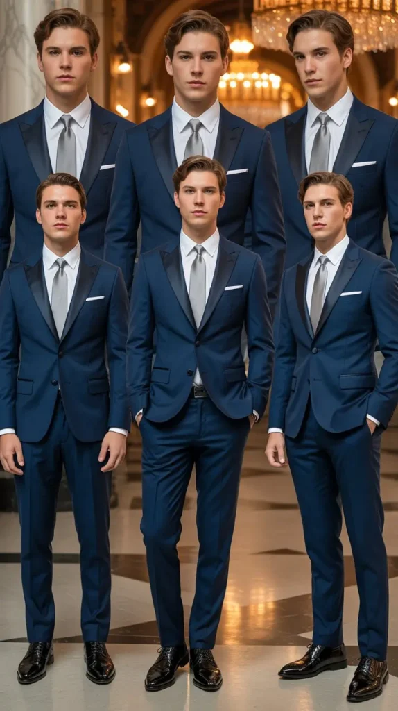 Navy Blue Peak Lapel Suit