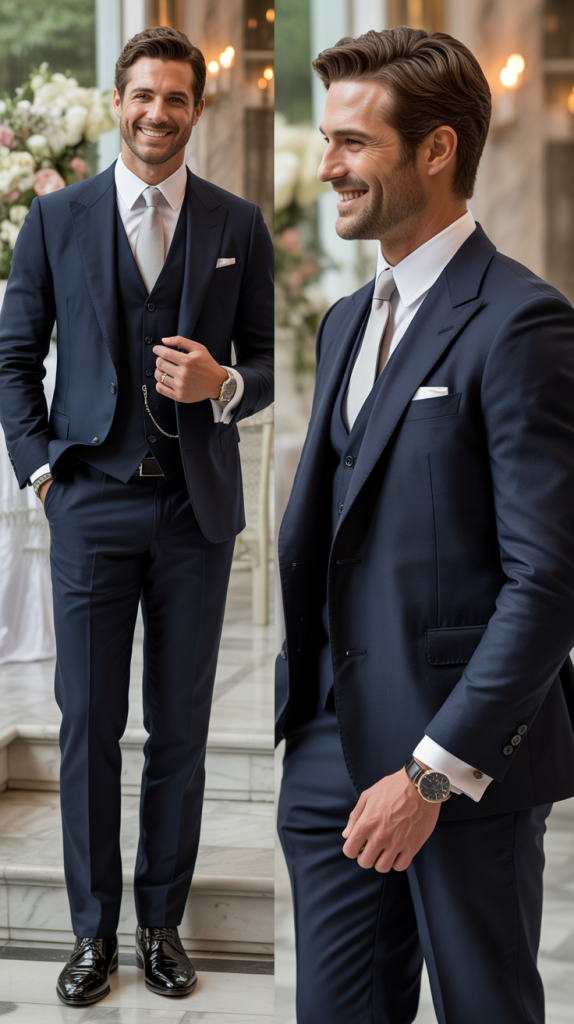  Classic Navy Three-Piece Suit