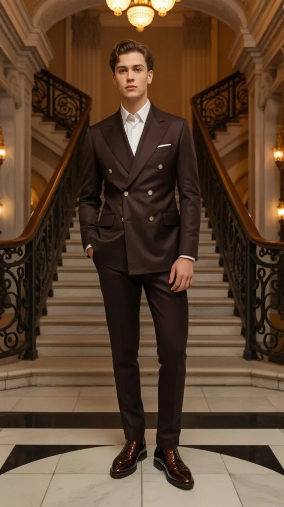 Brown Herringbone Suit