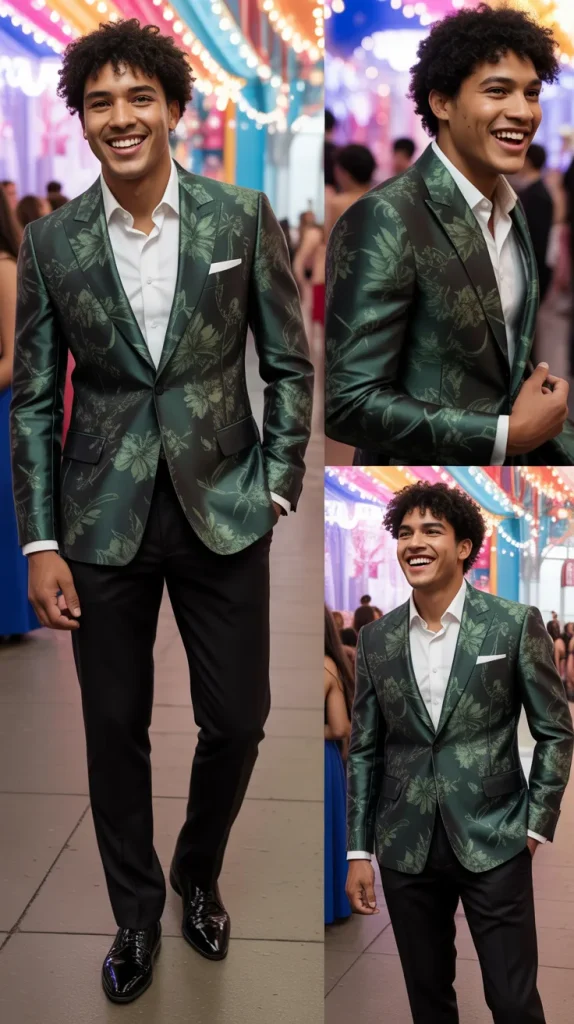 Green Floral Print Suit