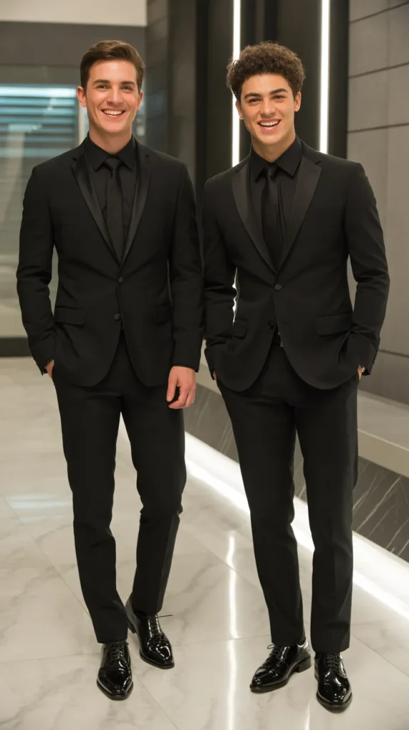 All-Black Monochromatic Suit Look