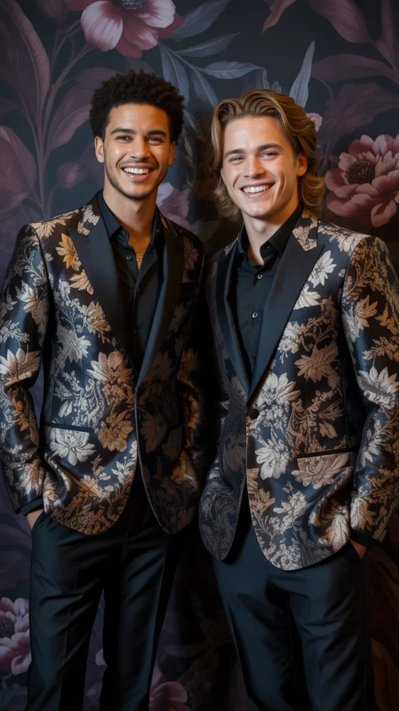 Black Suit with Floral Embroidery