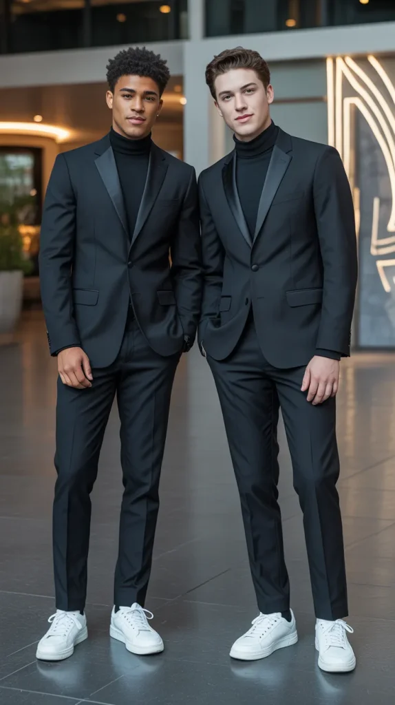 Black Suit with Sneakers