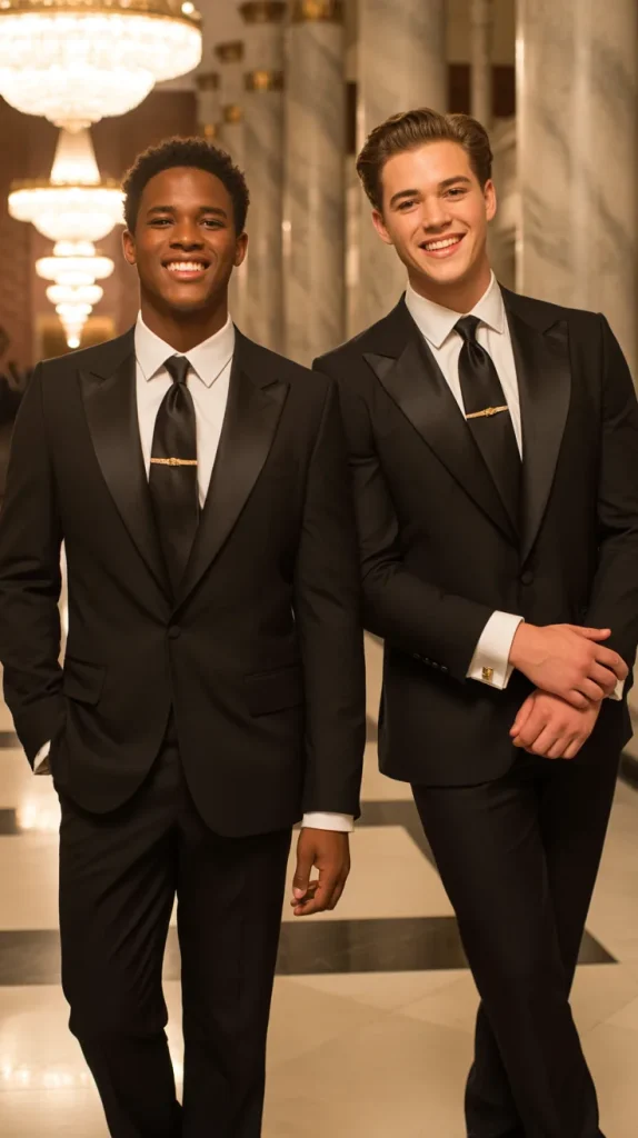 Black Suit with Gold Accessories