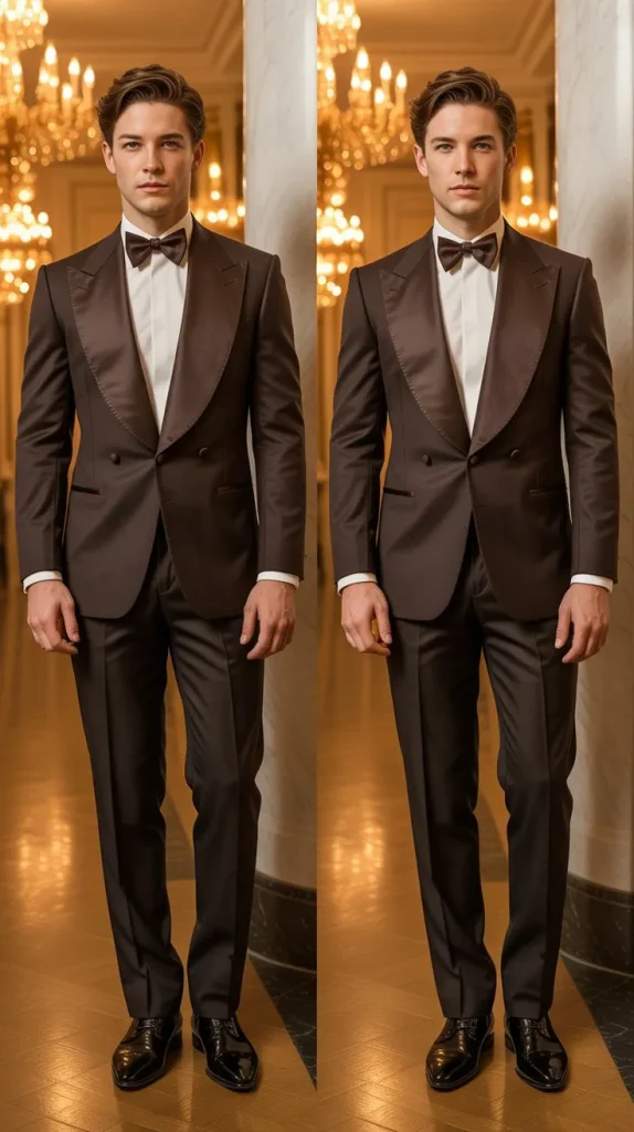 Brown Tuxedo-Style Suit