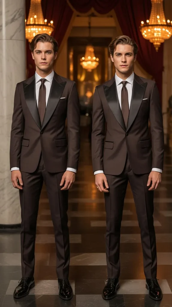 Brown Suit with Contrasting Lapels
