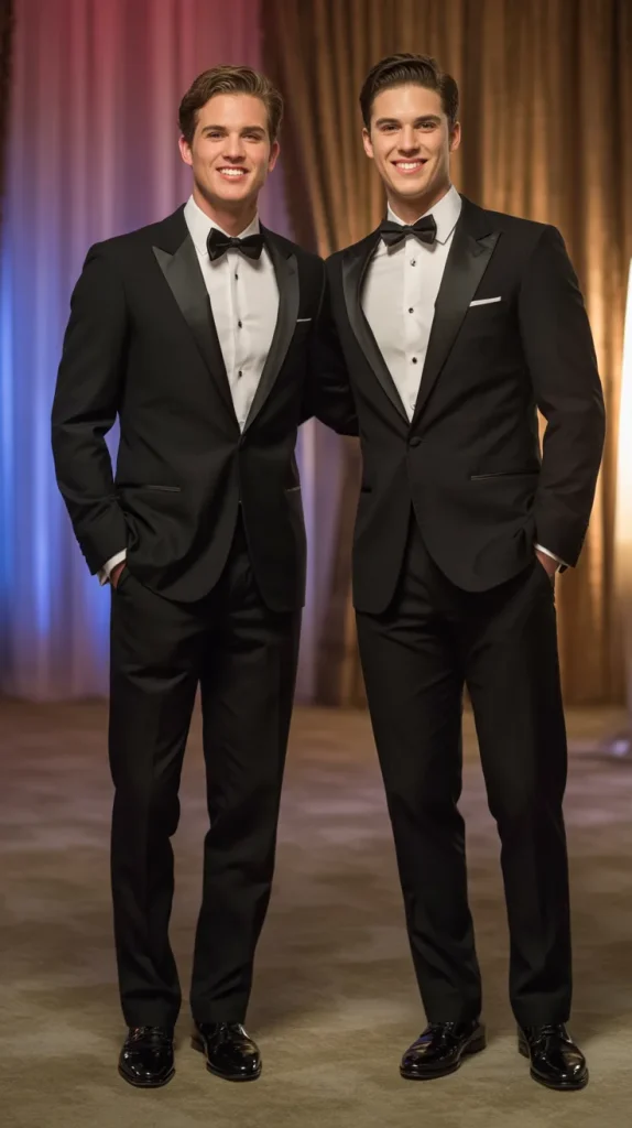 Black Suit with White Dress Shirt and Bow Tie