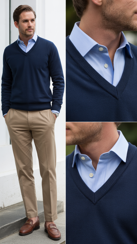Sweater Over Collared Shirt