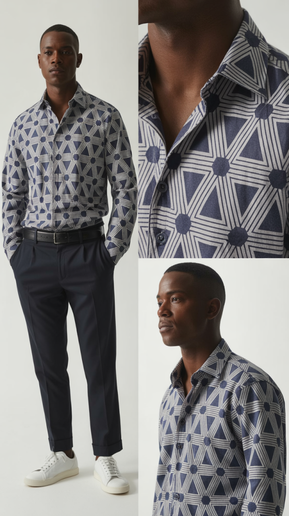  Patterned Shirt with Solid Pants