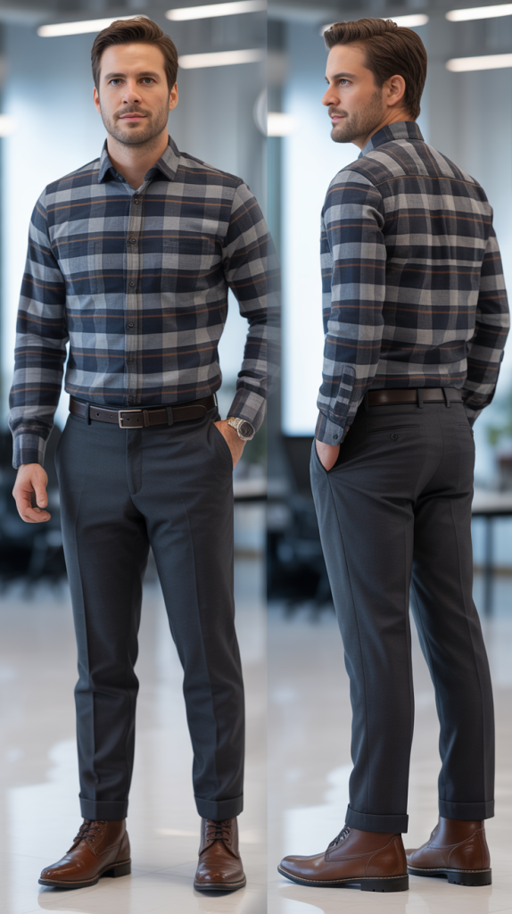 Flannel Shirt with Dress Pants