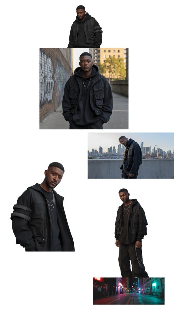 Tech Wear All-Black Ensemble