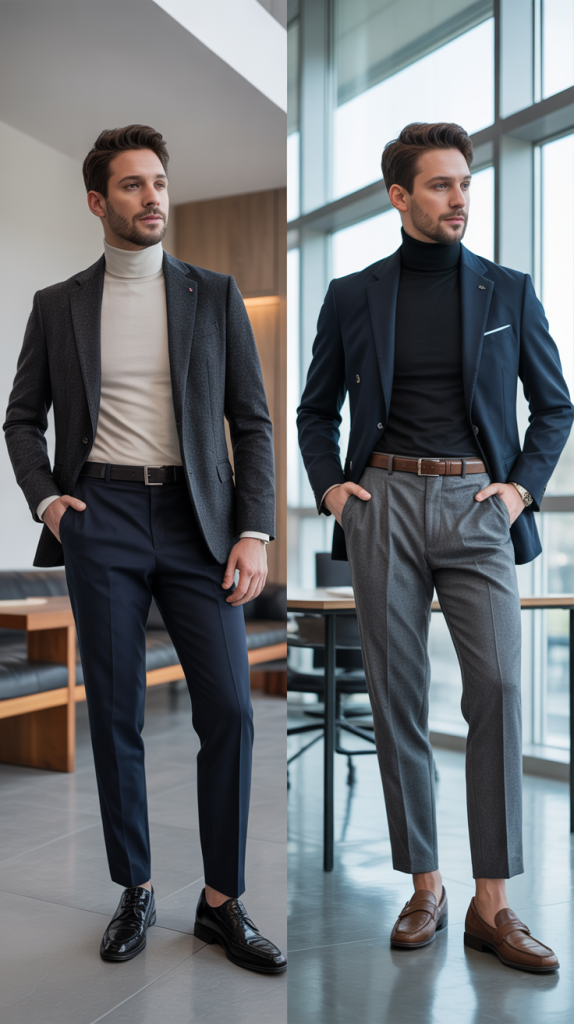  Turtleneck with Blazer and Trousers