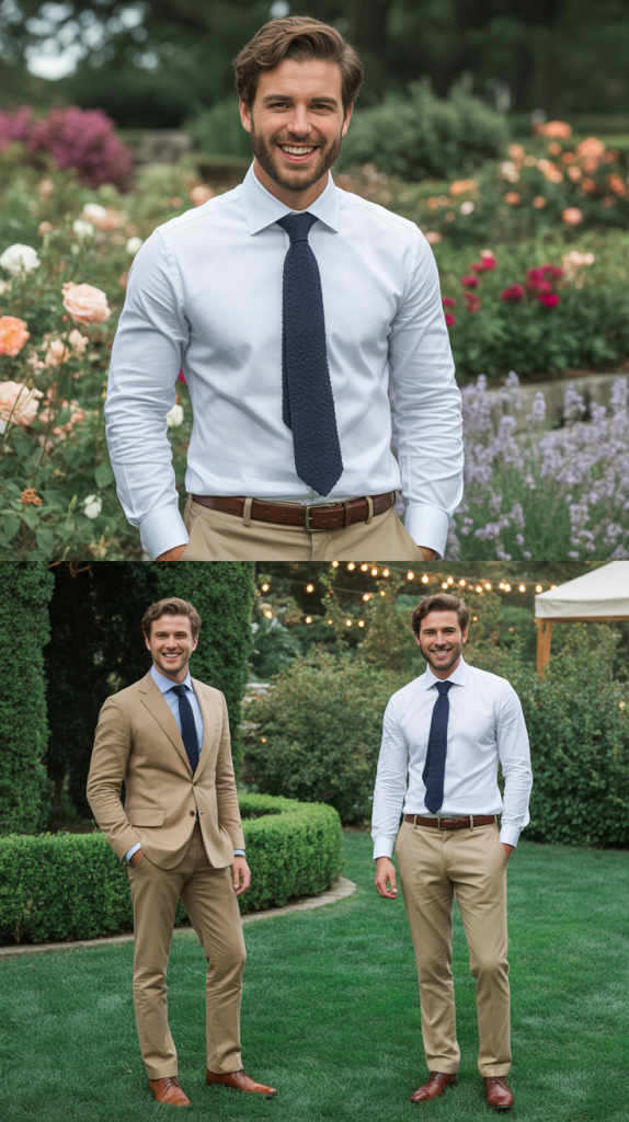 Khaki Suit For Garden Party Weddings