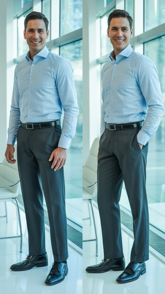 Patterned Shirt with Solid Trousers