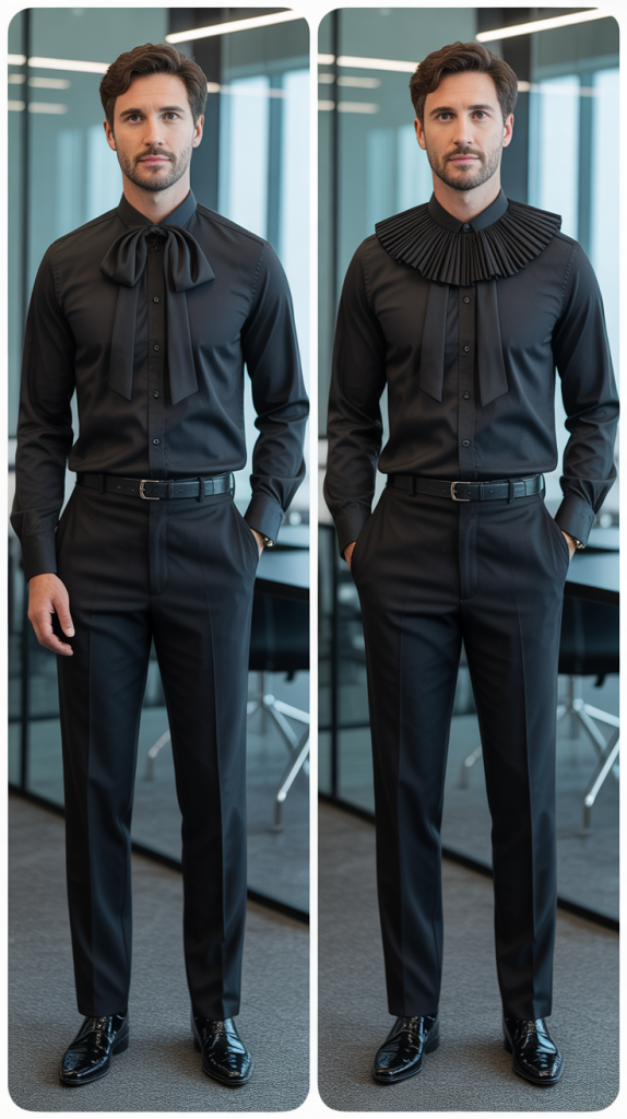  Statement Collar Blouse with Trousers