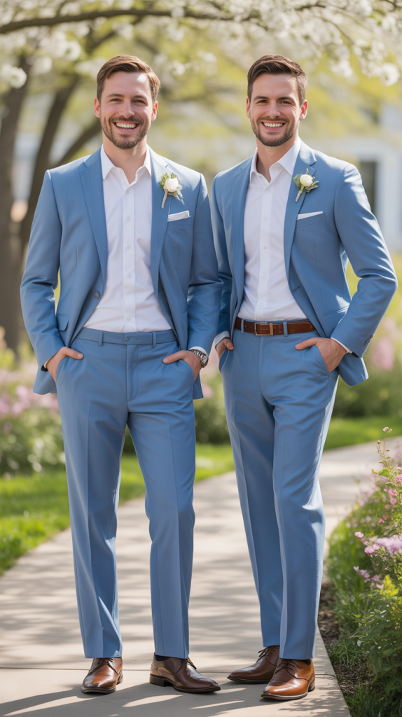  Light Blue Suit With White Accessories