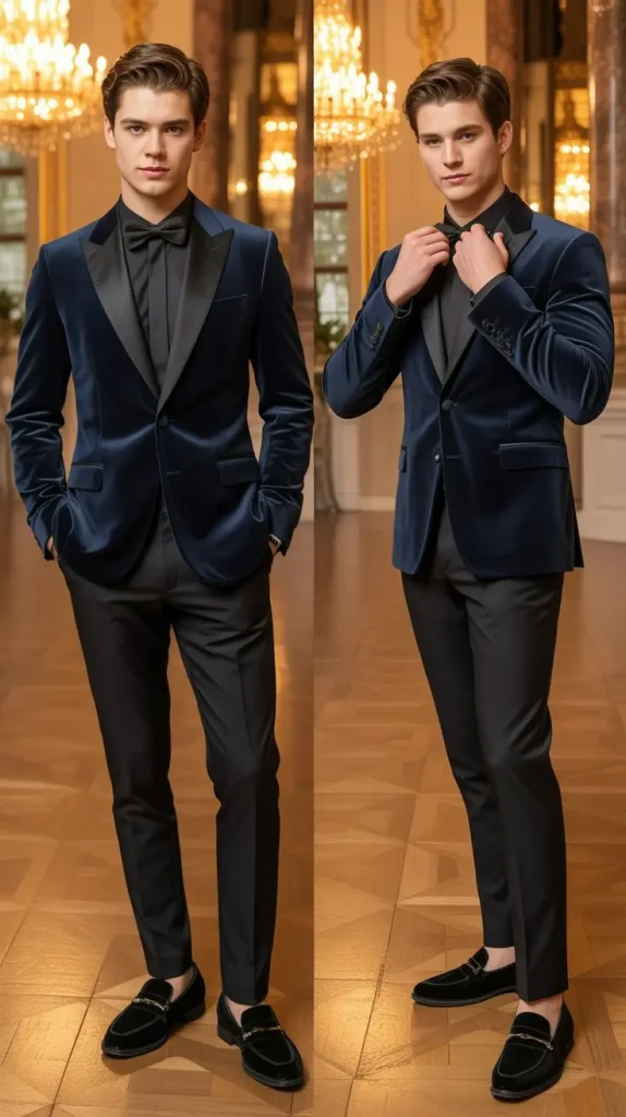  Navy Blue Velvet Suit