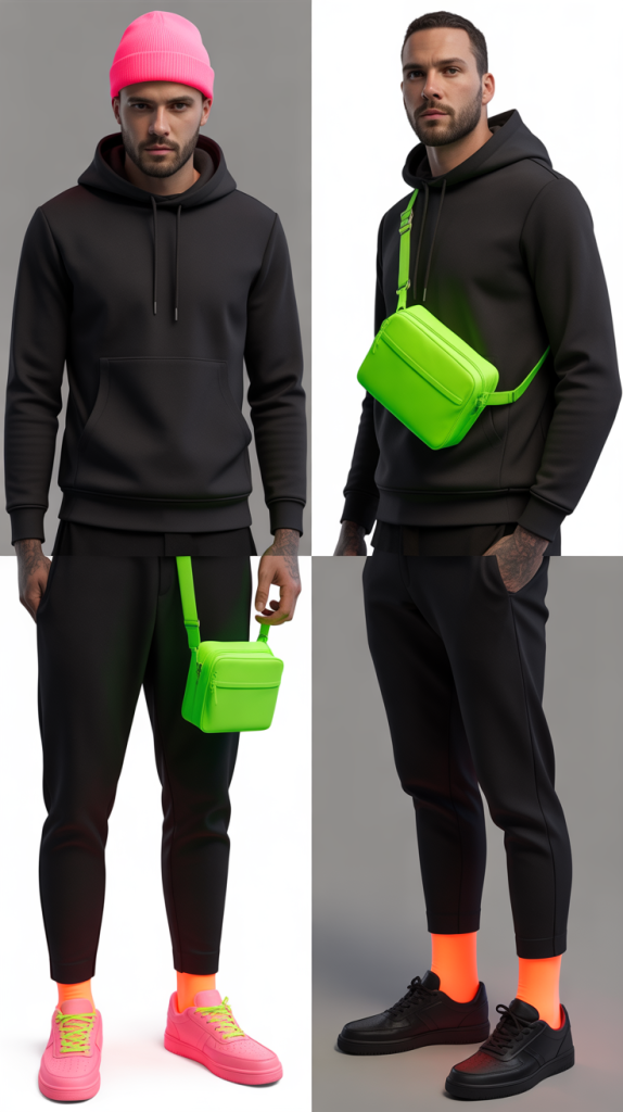 Neon Accent Pieces With All-Black Base