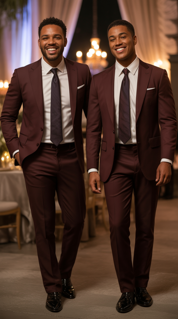 Burgundy Suit For Evening Sophistication