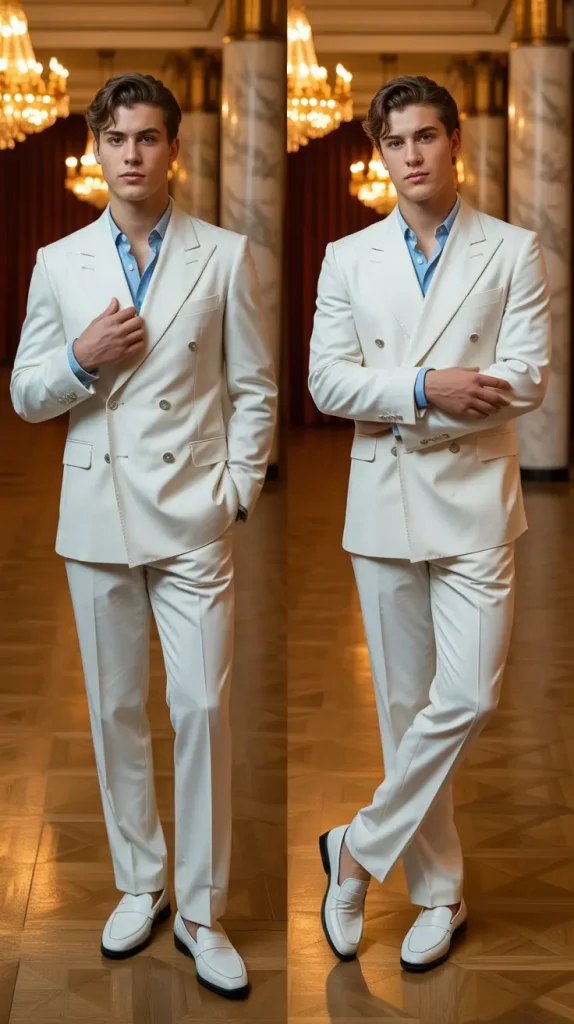 White Double-Breasted Suit