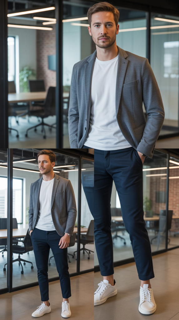 Casual Blazer with Chinos and Sneakers
