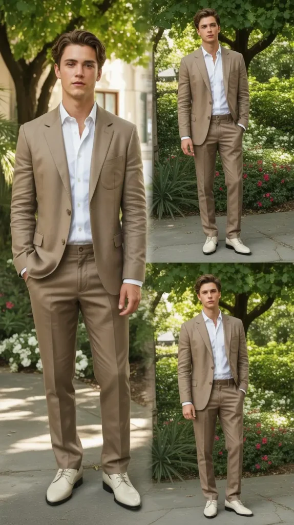  Light Brown Linen Suit