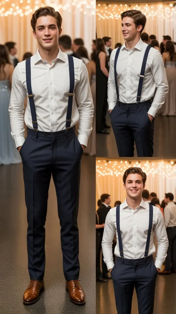 Navy Blue Suit with Suspenders