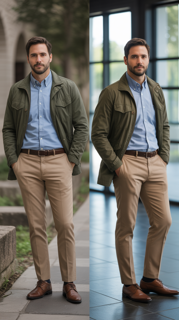 Field Jacket Over Button-Down