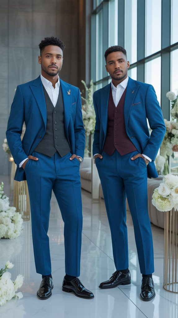  Cobalt Blue Suit with Contrasting Vest