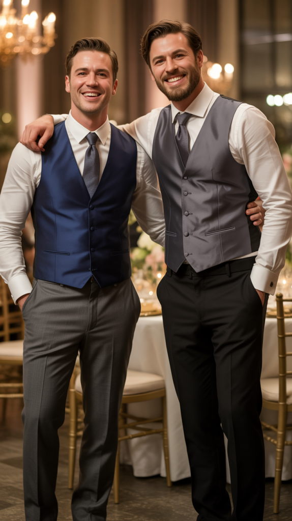 Waistcoat And Dress Shirt Without Jacket