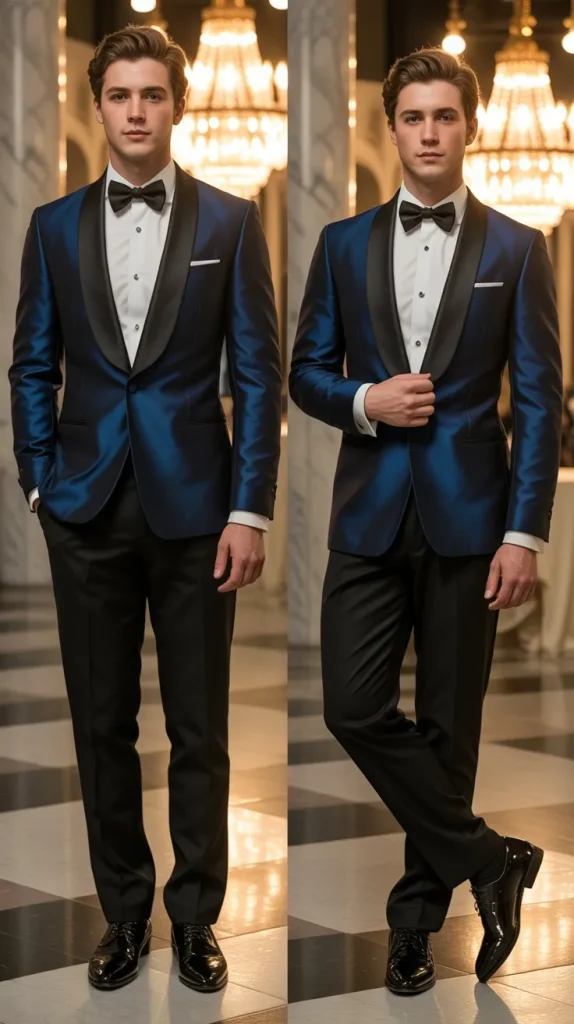 Navy Blue Tuxedo-Style Suit