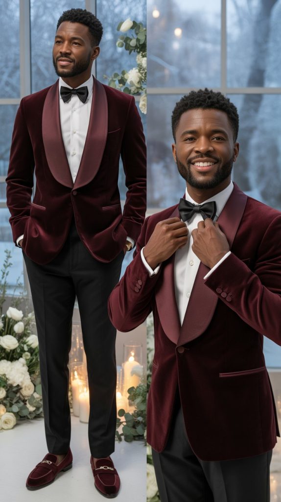 Burgundy Velvet Blazer Combination
